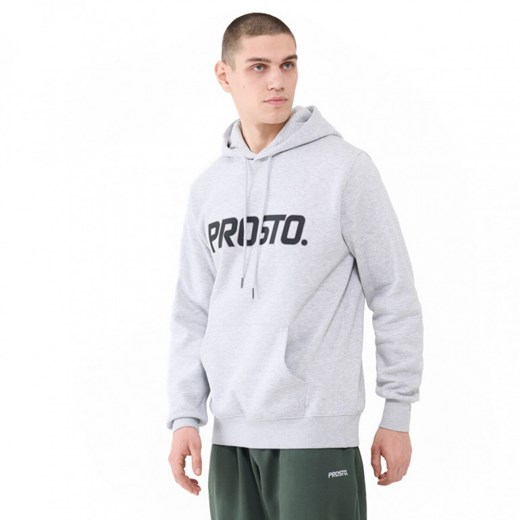 Męska bluza dresowa nierozpinana z kapturem Prosto Hoodie Sweer - szara L Sportstylestory.com