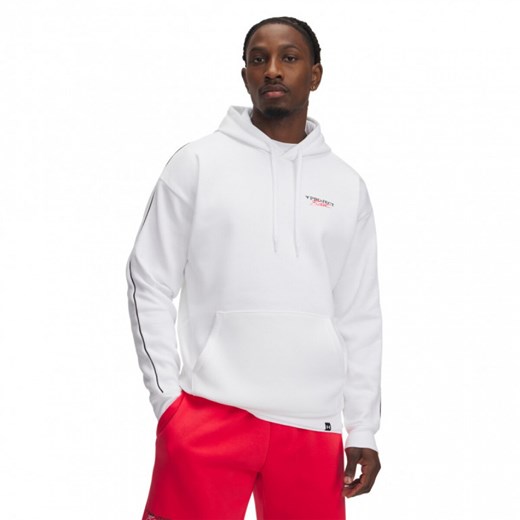 Męska bluza dresowa nierozpinana z kapturem Under Armour Project Rock Icon Fleece Hdy - biała ze sklepu Sportstylestory.com w kategorii Bluzy męskie - zdjęcie 177895903