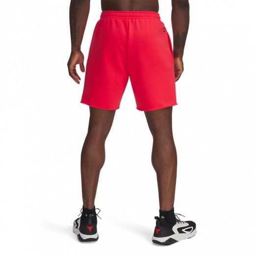 Męskie spodenki dresowe Under Armour Project Rock Icon Flc Short - czerwone ze sklepu Sportstylestory.com w kategorii Spodenki męskie - zdjęcie 177895914