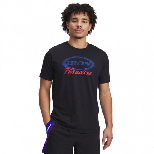Męski t-shirt z nadrukiem Under Armour Project Rock Iron Paradise - czarny ze sklepu Sportstylestory.com w kategorii T-shirty męskie - zdjęcie 177895933