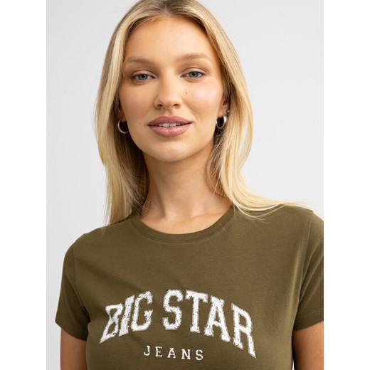 Koszulka damska bawełniana z logo BIG STAR khaki Ramila 303 L Big Star