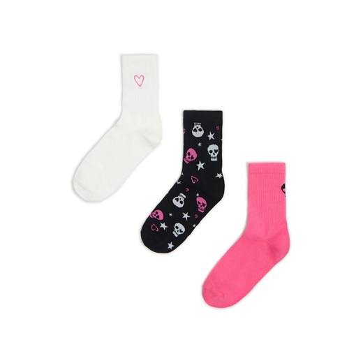 Cropp - 3 pack długich skarpet z czaszkami - wielobarwny ze sklepu Cropp w kategorii Skarpetki damskie - zdjęcie 177897902