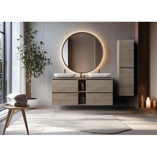 Mała wąska szafka łazienkowa ciemny dąb - Rilexo 3X Elior One Size Edinos.pl