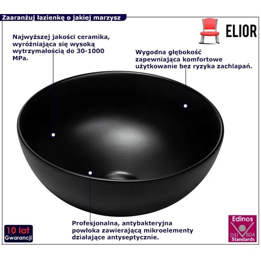 Czarna okrągła umywalka nablatowa - Nezo Elior One Size Edinos.pl