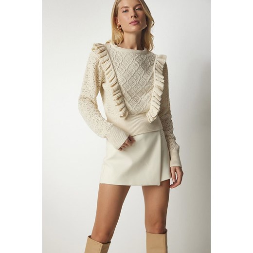 Happiness Istanbul Sweter w kolorze kremowym ze sklepu Limango Polska w kategorii Swetry damskie - zdjęcie 177909542
