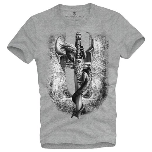 T-shirt męski UNDERWORLD Dragon szary ze sklepu morillo w kategorii T-shirty męskie - zdjęcie 177913121