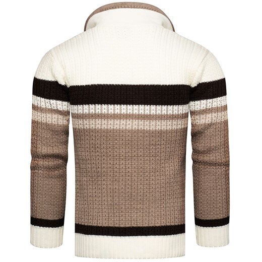 Gruby męski sweter w norweskim stylu z wywijanym kołnierzem Recea Recea L okazyjna cena Recea.pl
