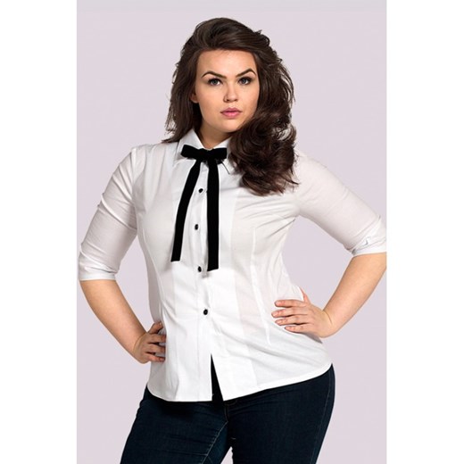 BIAŁA ELEGANCKA BLUZKA Z KRAWATKĄ 20inlove-pl bezowy dopasowane