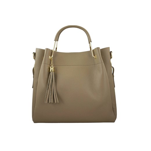 Torebka kuferek skórzana damska - Beżowa ze sklepu Barberinis w kategorii Torby Shopper bag - zdjęcie 177917420