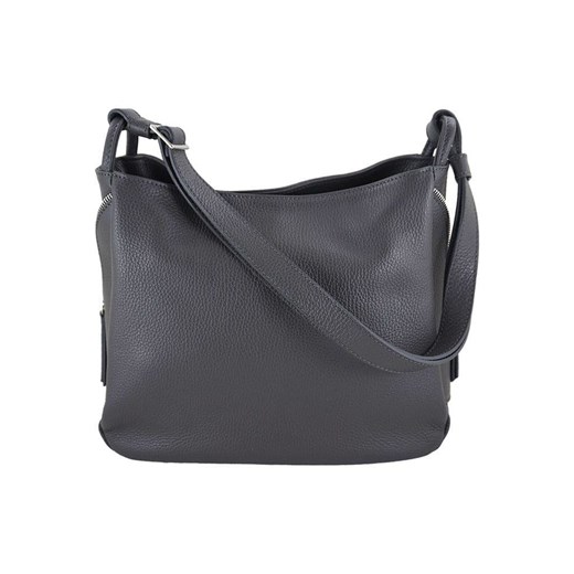 Torebka skórzana worek damska - Szara ciemna ze sklepu Barberinis w kategorii Torby Shopper bag - zdjęcie 177917910