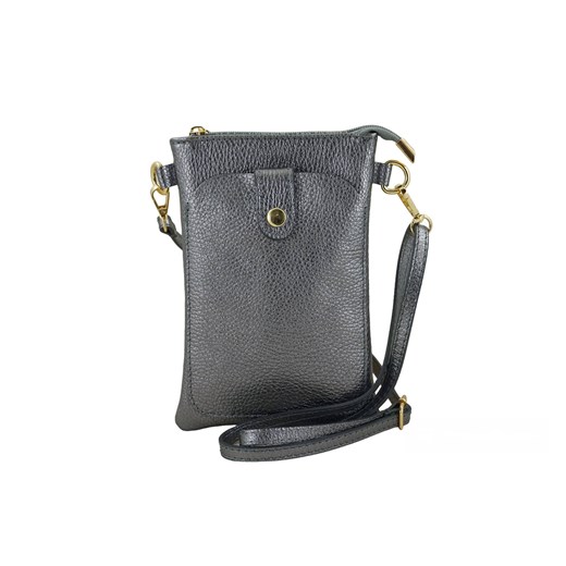 Mini torebka / etui ze skóry  metalizowanej - Srebrna ciemna ze sklepu Barberinis w kategorii Etui - zdjęcie 177919382