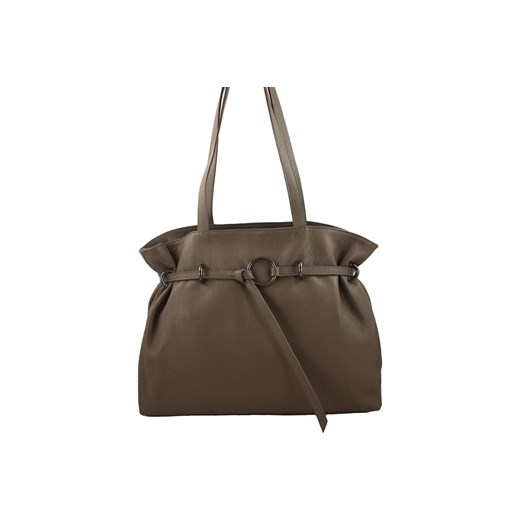 Duża torebka skórzana na ramię - Beżowa ciemna ze sklepu Barberinis w kategorii Torby Shopper bag - zdjęcie 177920022