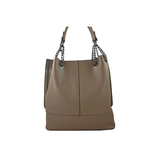Modna torebka skórzana damska - Beżowa ciemna ze sklepu Barberinis w kategorii Torby Shopper bag - zdjęcie 177920380
