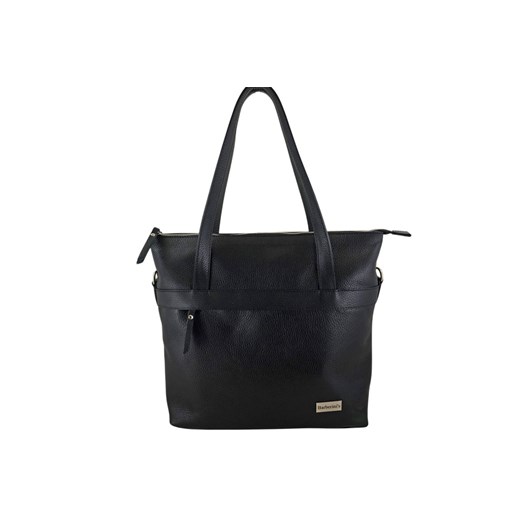 Torebka skórzana shopper na ramię - Czarna ze sklepu Barberinis w kategorii Torby Shopper bag - zdjęcie 177920442