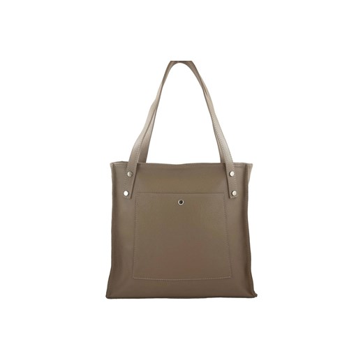 Torebka skórzana na ramię damska - Beżowa ciemna ze sklepu Barberinis w kategorii Torby Shopper bag - zdjęcie 177921902