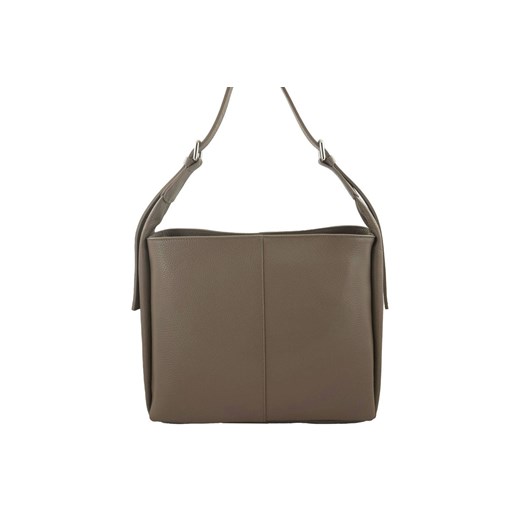 Klasyczna torebka skórzana na ramię - Beżowa ciemna ze sklepu Barberinis w kategorii Torby Shopper bag - zdjęcie 177922044