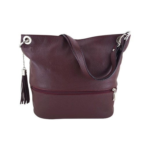 Skórzana torebka worek Barberinis - Bordowa ze sklepu Barberinis w kategorii Torby Shopper bag - zdjęcie 177923433