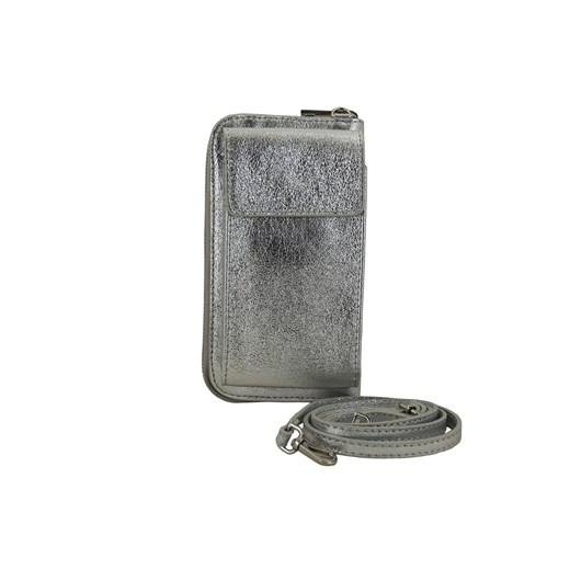 Portfel / etui na telefon ze skóry metalizowanej - Srebrny ze sklepu Barberinis w kategorii Etui - zdjęcie 177923870