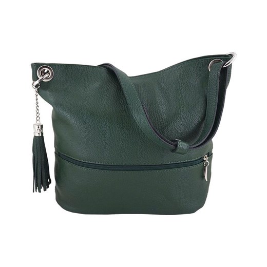 Skórzana torebka worek Barberinis - Zielona ciemna ze sklepu Barberinis w kategorii Torby Shopper bag - zdjęcie 177924610