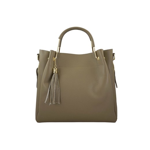 Torebka kuferek skórzana damska - Beżowa ciemna ze sklepu Barberinis w kategorii Torby Shopper bag - zdjęcie 177924890
