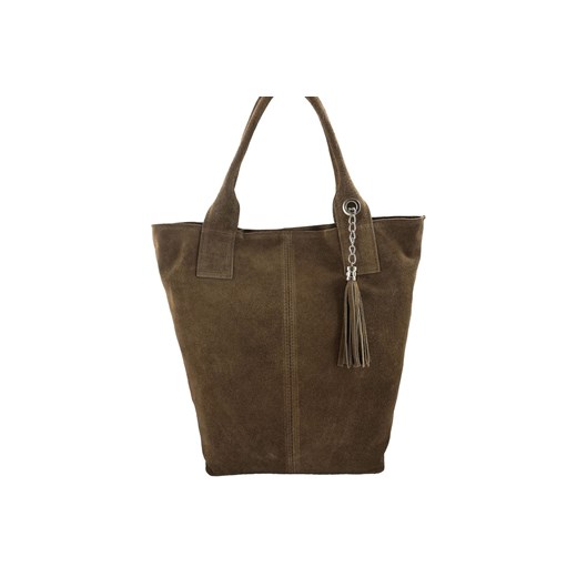 Shopper bag - torebka damska zamszowa - Beżowa ciemna ze sklepu Barberinis w kategorii Torby Shopper bag - zdjęcie 177926184
