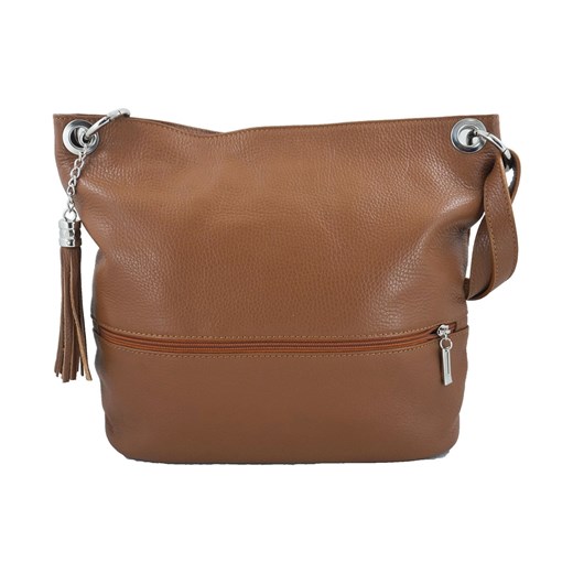 Skórzana torebka worek Barberinis - Brązowa jasna ze sklepu Barberinis w kategorii Torby Shopper bag - zdjęcie 177927164