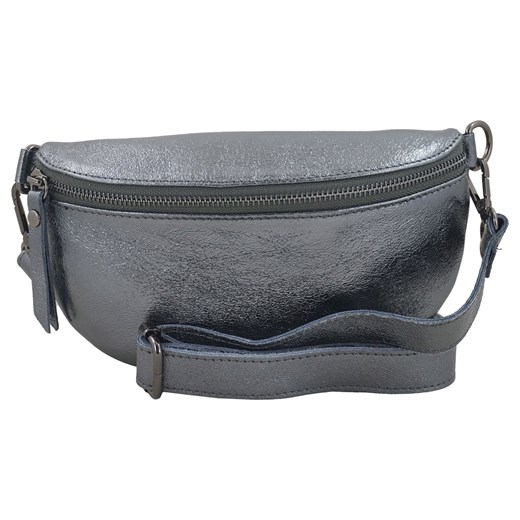 Saszetka nerka / skórzana metalizowana - Srebrna ciemna ze sklepu Barberinis w kategorii Nerki - zdjęcie 177927641