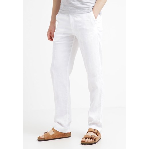 120% Lino CRUISE Spodnie materiałowe white zalando  długie