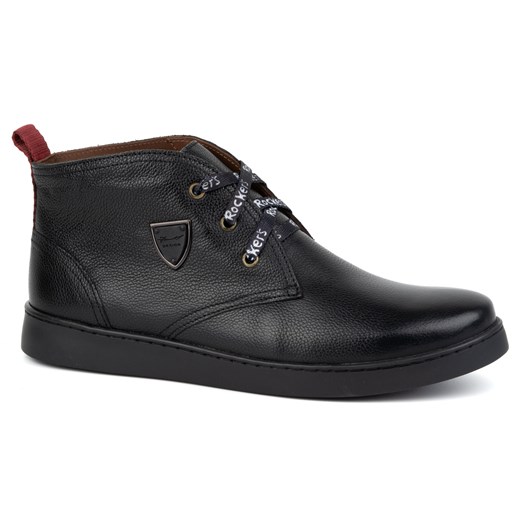 Buty męskie skórzane Chukka ocieplane KAMPOL 110/5 czarne lico ze sklepu butyolivier w kategorii Buty zimowe męskie - zdjęcie 177928504