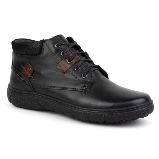 Buty męskie ocieplane skórzane zimowe KAMPOL 108/15 czarne ze sklepu butyolivier w kategorii Półbuty męskie - zdjęcie 177928730