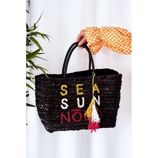 Pleciona Torebka Shopper Na Plażę NOBO XK0410 Czarna ze sklepu ZAZOO w kategorii Torby letnie - zdjęcie 177933490
