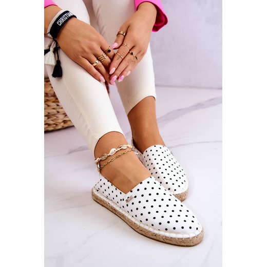 Espadryle Damskie Groszki Wsuwane Białe Big Star JJ274870 ze sklepu ZAZOO w kategorii Espadryle damskie - zdjęcie 177935164