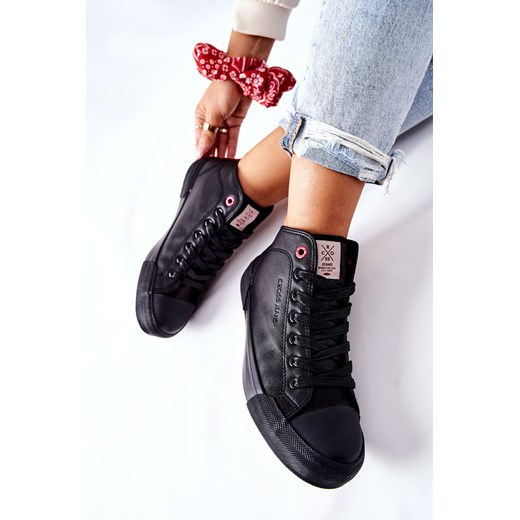 Damskie Wysokie Trampki Cross Jeans II2R4032C Czarne ze sklepu ZAZOO w kategorii Trampki damskie - zdjęcie 177937303