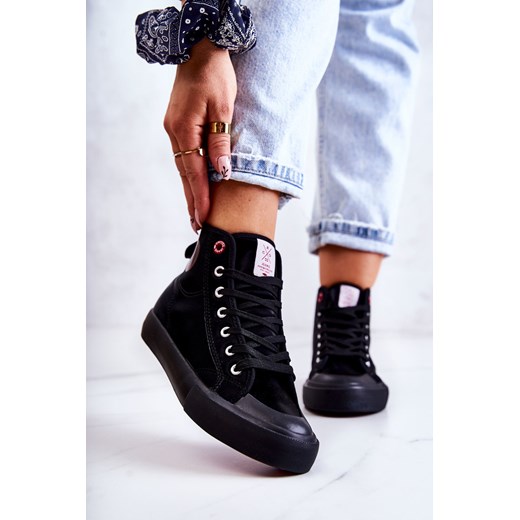 Trampki Damskie Wysokie Cross Jeans Czarne JJ2R4055C ze sklepu ZAZOO w kategorii Trampki damskie - zdjęcie 177937391