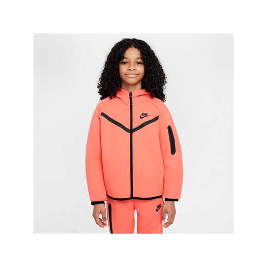 Dziewczęca rozpinana bluza z kapturem Nike Sportswear Tech Fleece - Pomarańczowy Nike L Nike poland