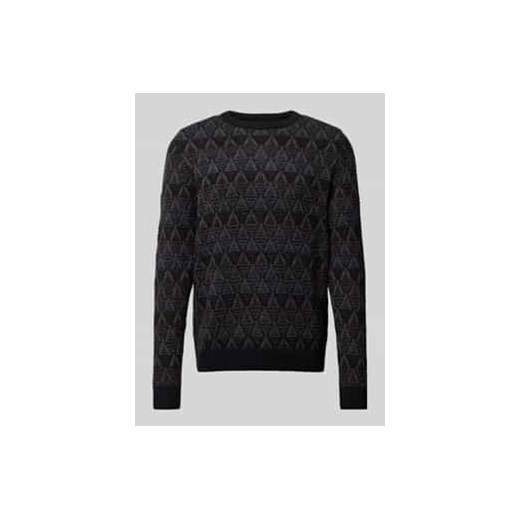 Sweter z dzianiny z prążkowanymi wykończeniami model ‘EDDIE’ ze sklepu Peek&Cloppenburg  w kategorii Swetry męskie - zdjęcie 177942792