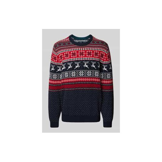 Sweter z dzianiny z okrągłym dekoltem ze sklepu Peek&Cloppenburg  w kategorii Swetry męskie - zdjęcie 177943160