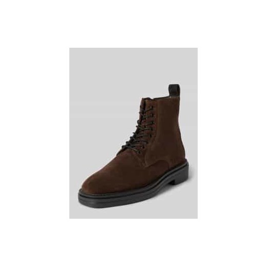 Buty sznurowane skórzane z napisem z logo model ‘Boggar’ ze sklepu Peek&Cloppenburg  w kategorii Buty zimowe męskie - zdjęcie 177945644
