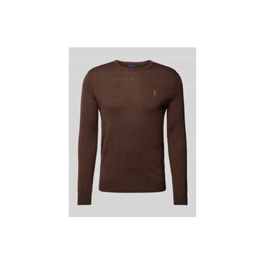 Sweter z dzianiny o kroju slim fit z czystej wełny ze sklepu Peek&Cloppenburg  w kategorii Swetry męskie - zdjęcie 177945860