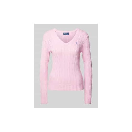 Sweter z dzianiny z wyhaftowanym logo model ‘KIMBERLY’ ze sklepu Peek&Cloppenburg  w kategorii Swetry damskie - zdjęcie 177947382