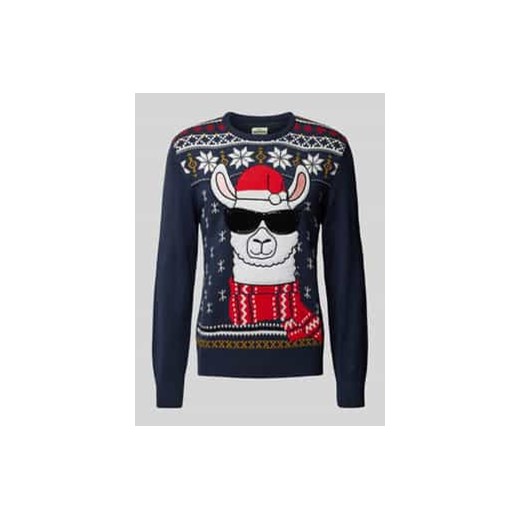 Sweter z dzianiny z cekinowym obszyciem ze sklepu Peek&Cloppenburg  w kategorii Swetry męskie - zdjęcie 177947651
