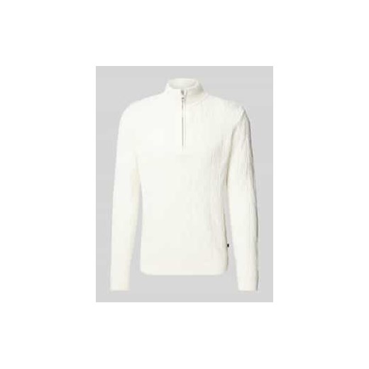 Bluza o kroju regular fit z mieszanki bawełny z kołnierzem i ściegiem warkoczowym ze sklepu Peek&Cloppenburg  w kategorii Bluzy męskie - zdjęcie 177947730