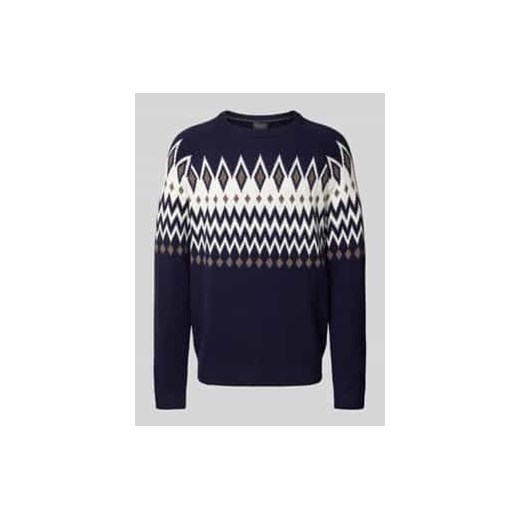 Sweter z dzianiny z mieszanki wełny z okrągłym dekoltem ze sklepu Peek&Cloppenburg  w kategorii Swetry męskie - zdjęcie 177948090