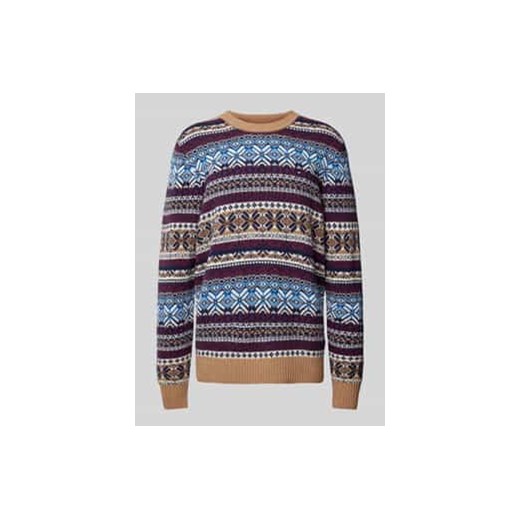 Sweter z dzianiny z wyhaftowanym logo ze sklepu Peek&Cloppenburg  w kategorii Swetry męskie - zdjęcie 177949412