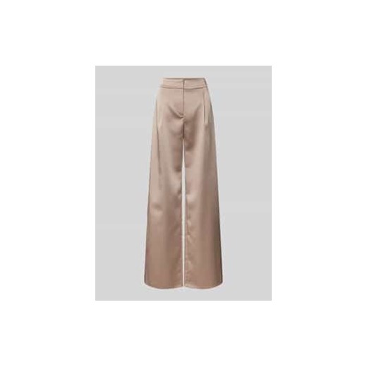 Spodnie o kroju regular fit z satyny z lamowaną kieszenią z tyłu ze sklepu Peek&Cloppenburg  w kategorii Spodnie damskie - zdjęcie 177951353