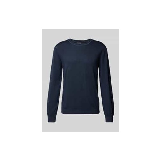 Sweter z dzianiny o kroju slim fit z żywej wełny z okrągłym dekoltem ze sklepu Peek&Cloppenburg  w kategorii Swetry męskie - zdjęcie 177951402