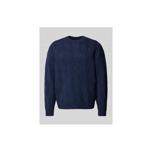 Sweter z dzianiny z prążkowanymi wykończeniami ze sklepu Peek&Cloppenburg  w kategorii Swetry męskie - zdjęcie 177951472