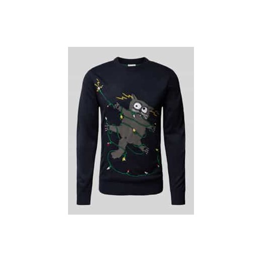 Sweter z dzianiny z prążkowanymi wykończeniami ze sklepu Peek&Cloppenburg  w kategorii Swetry męskie - zdjęcie 177952320