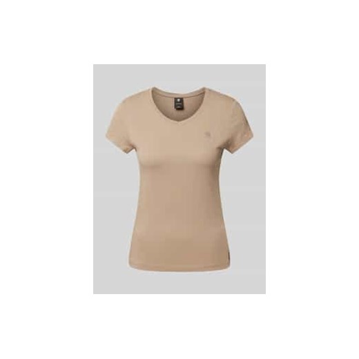 T-shirt z prążkowanym dekoltem w serek ze sklepu Peek&Cloppenburg  w kategorii Bluzki damskie - zdjęcie 177952881