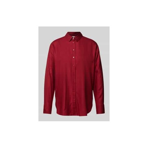 Bluzka koszulowa o kroju regular fit z wiskozy z bocznymi rozcięciami ze sklepu Peek&Cloppenburg  w kategorii Koszule damskie - zdjęcie 177953973